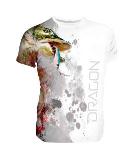 T-Shirt Dragon Szczupak XXL biało-czerwony
