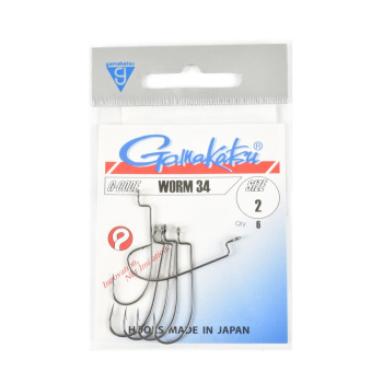 Haki Gamakatsu WORM34/2 black 1 op (6 sztuk)