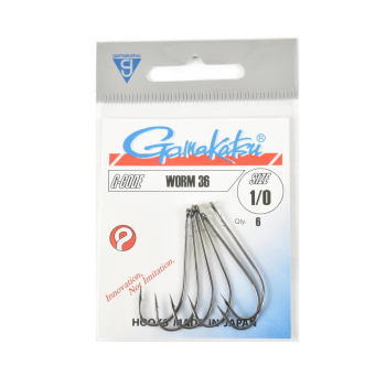 Haki Gamakatsu WORM36/ 1/0 black 1 op (6 sztuk)