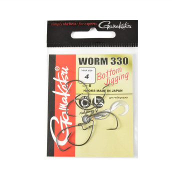 Haki Gamakatsu WORM330/4 black 1 op (6 sztuk)