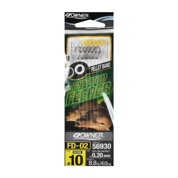 Haczyki Owner FD02/10 z przyponami Pellet Band (5)