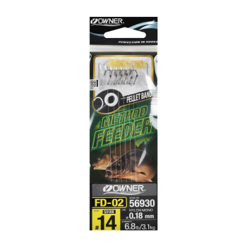 Haczyki Owner FD02/14 z przyponami Pellet Band (5)