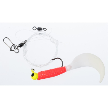 Zestaw Jaxon twister+główka czerwony/fluo 70mm (5)