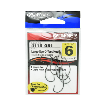 Haczyki Owner Large Eye Offset 4115/6 - czarny