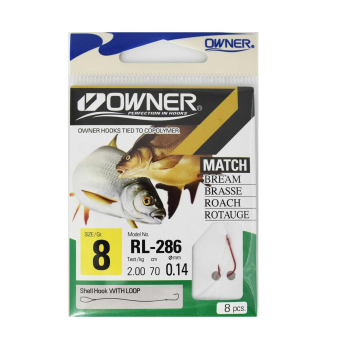 Haczyki Owner RL286/8 z przyponami - czerwony(5)