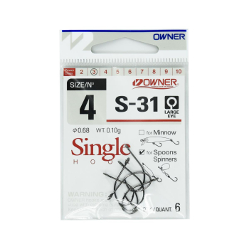 Haczyki Owner S-31/4 - czarny NSB op.6 szt.+