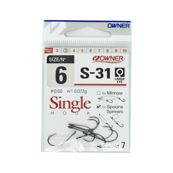 Haczyki Owner S-31/6 - czarny NSB op.7 szt.+