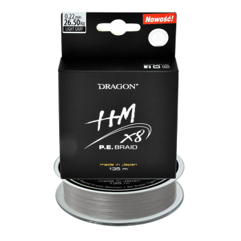 Plecionka Dragon HM X8 P.E. 0.22mm 135m jasnoszara