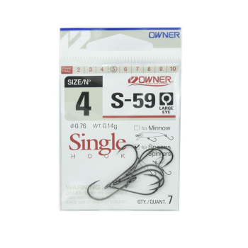 Haczyki Owner S-59/4 - czarny NSB op.7 szt.+