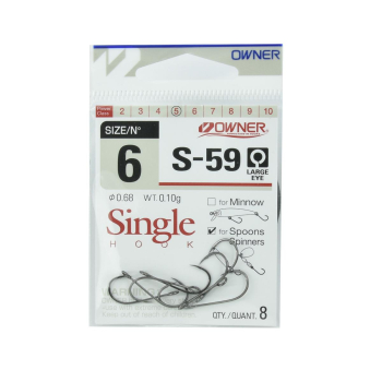 Haczyki Owner S-59/6 - czarny NSB op.8 szt.+