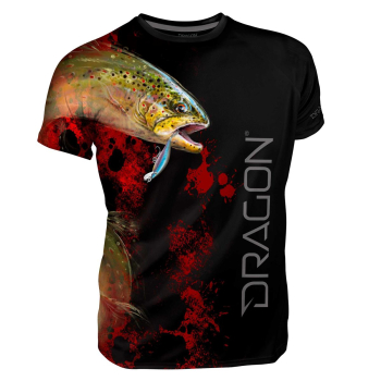 T-Shirt Dragon Pstrąg XXXL czarno-czerwony